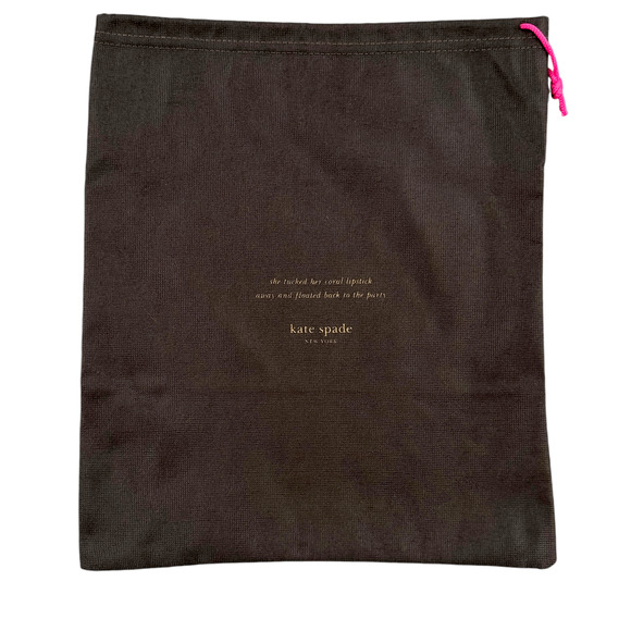 Kate Spade Brown Drawstring Dust Bag With Quote‎ Cotton Protective Cover - Picture 1 of 5